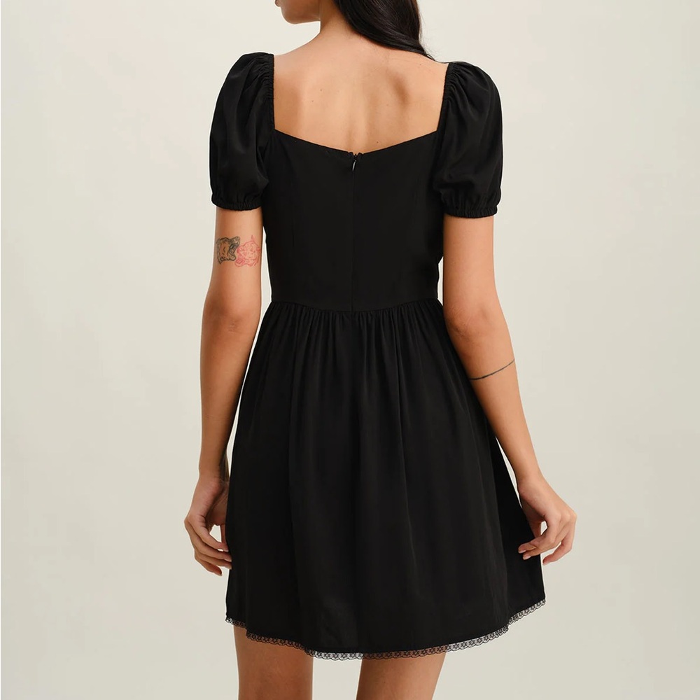 Rihoas Black Sweetheart Neck Puffed Sleeve Mini Dress - Picture 3 of 5